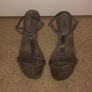 Pewter Grey Wedge Sandals